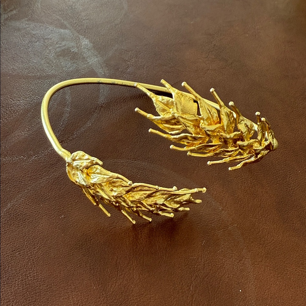 Elegant Gold and Turquoise bracelet adjustable/ arm cuff